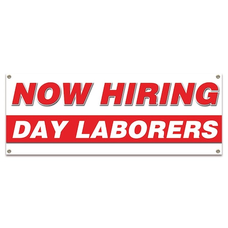 Now Hiring Day Laborers Banner Apply Inside Accepting Application Single Sided